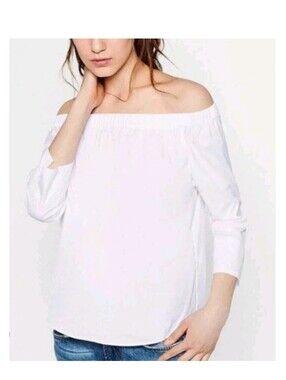 Zara White Off-the-Shoulder Blouse Women's M Boho Natural Coastal